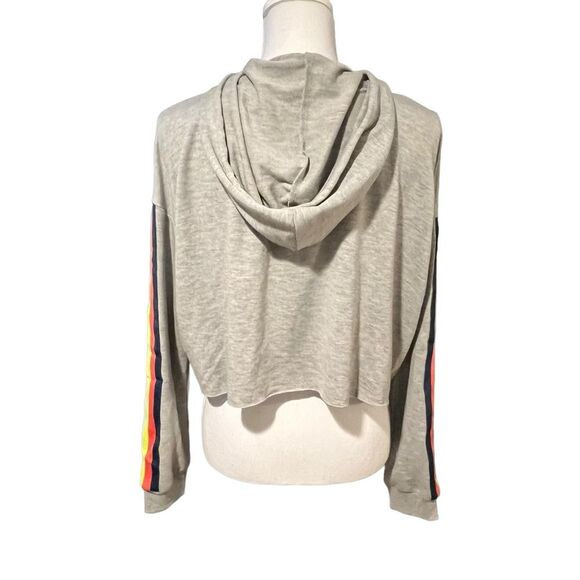 Wild Fable Cropped Hoodie Heather Grey Rainbow Sleeve XS Athleisure Yoga Casual - Picture 4 of 9